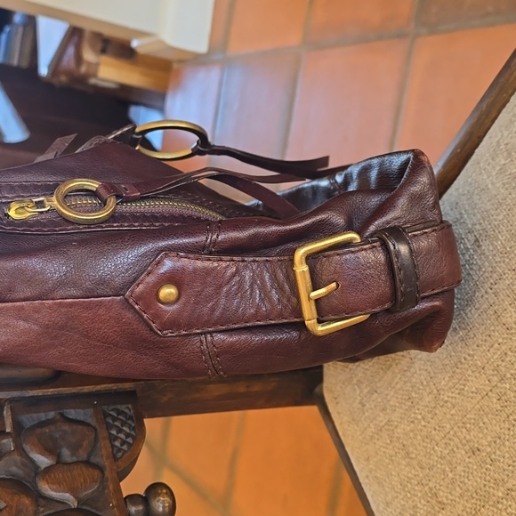 Via Spiga Brown Cow Leather Slouchy Hobo Bag - Picture 3 of 11